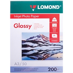 Фотобумага для струйной печати А3 LOMOND, 200 г/м², глянцевая односторонняя, 50 листов (0102024)